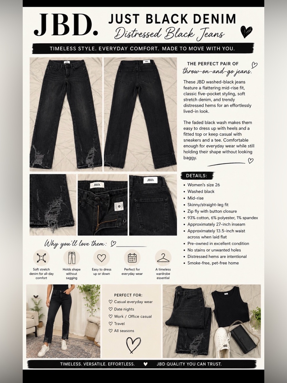 Just Black Distressed Washed Black Skinny Jeans